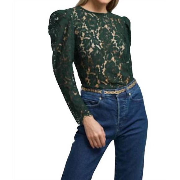NEW GENERATION LOVE rue lace top in forest - Picture 1 of 3